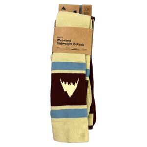 Burton Men's Weekend Ski snow Socks 2 Pack Mushroom Green Maroon Large Snowboard